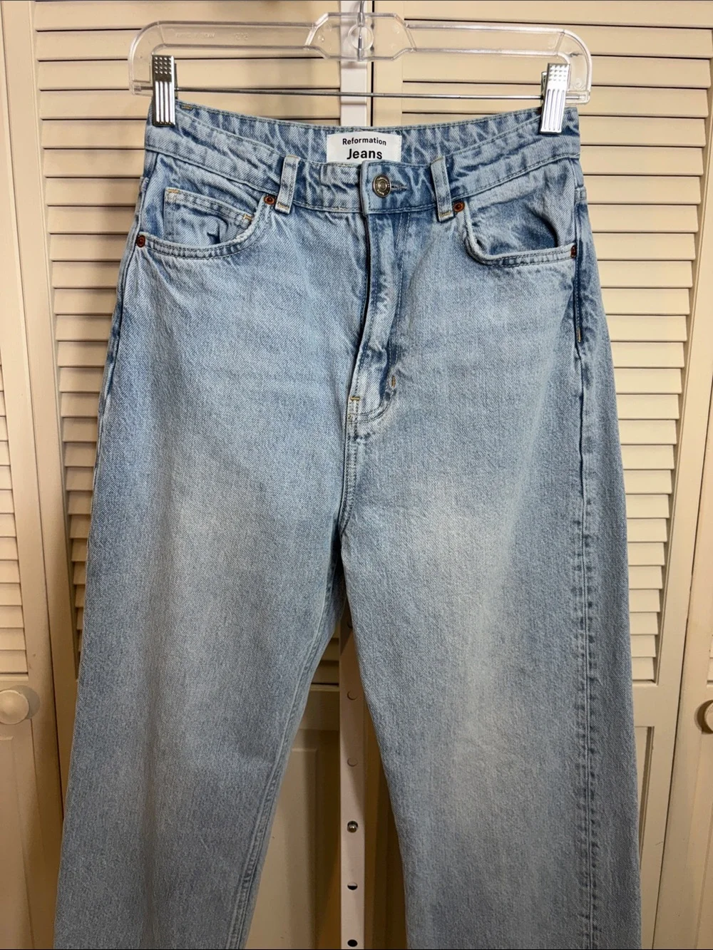 Reformation Wilder High Rise Wide Leg Cropped Jeans Tenaya Destroyed Hem Size 26 - Picture 2 of 11